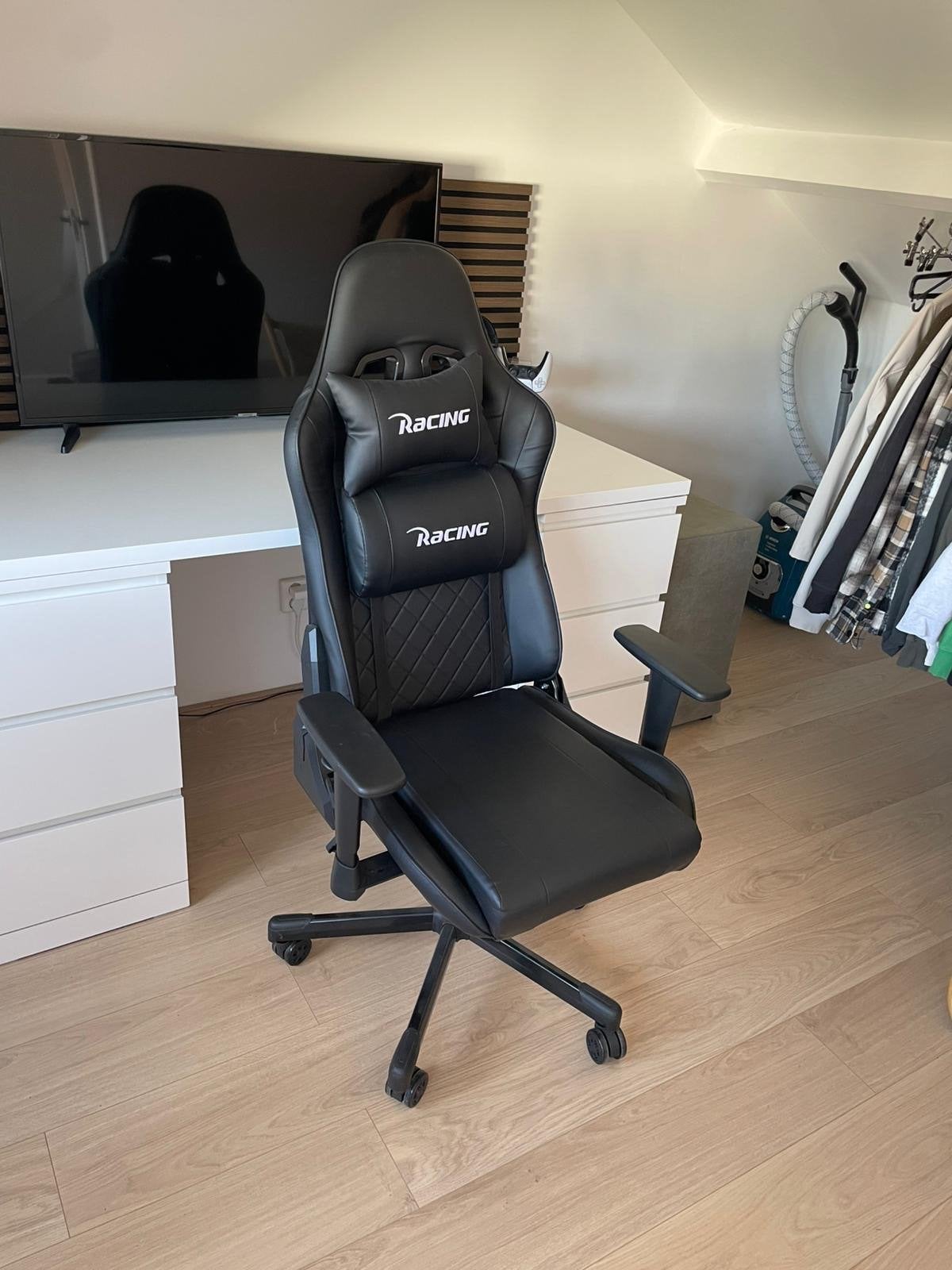 Gaming Stoel - Racing Style - Zwart - Max 150 kg, Ophalen, Zwart, Zo goed als nieuw, Gaming bureaustoel