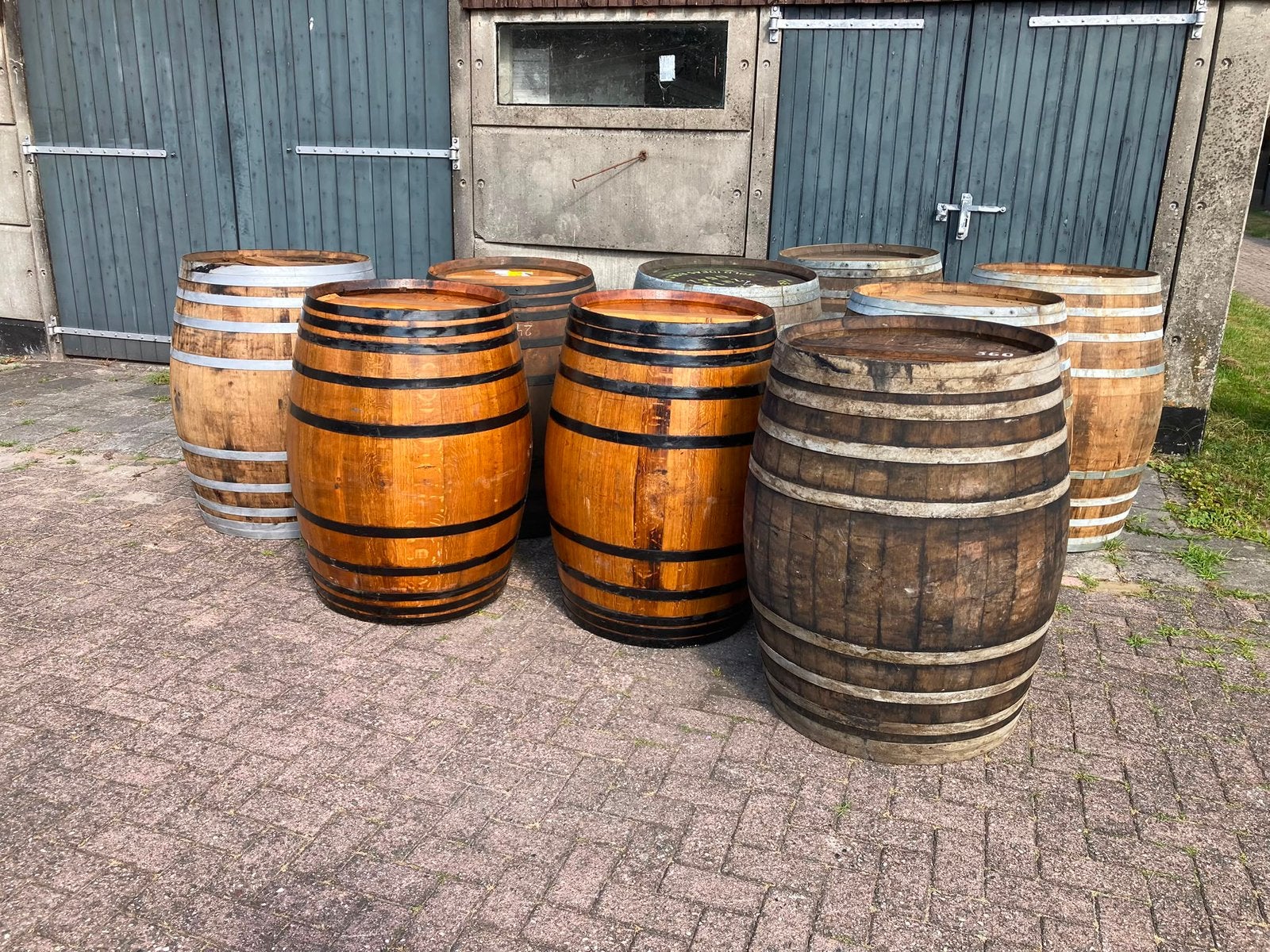 Eiken wijnvat 350 liter regenton bloembak wateropvang, Gerard Krale, 150 liter of meer, Ophalen of Verzenden, Zo goed als nieuw