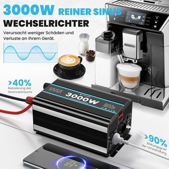 3000W Zuivere Sinus Omvormer – Stroomomvormer, Corvance B.V., Verzenden, Nieuw, Corvancebol@gmail.com