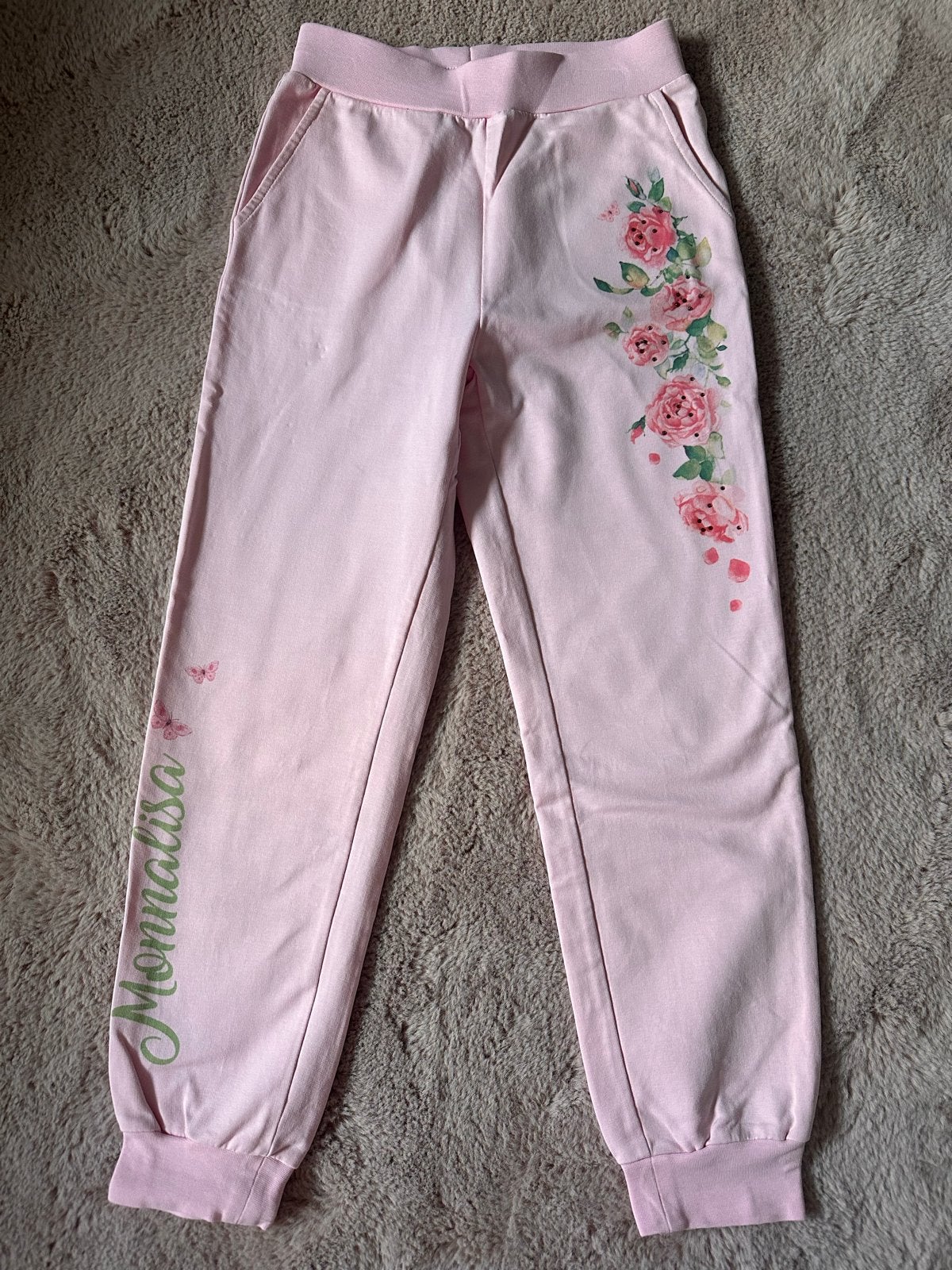 MONNALISA | Roze Joggingbroek | 9 jaar, 134, Kinderen en Baby's, Kinderkleding | Maat 134, Ophalen of Verzenden, Gebruikt, Meisje