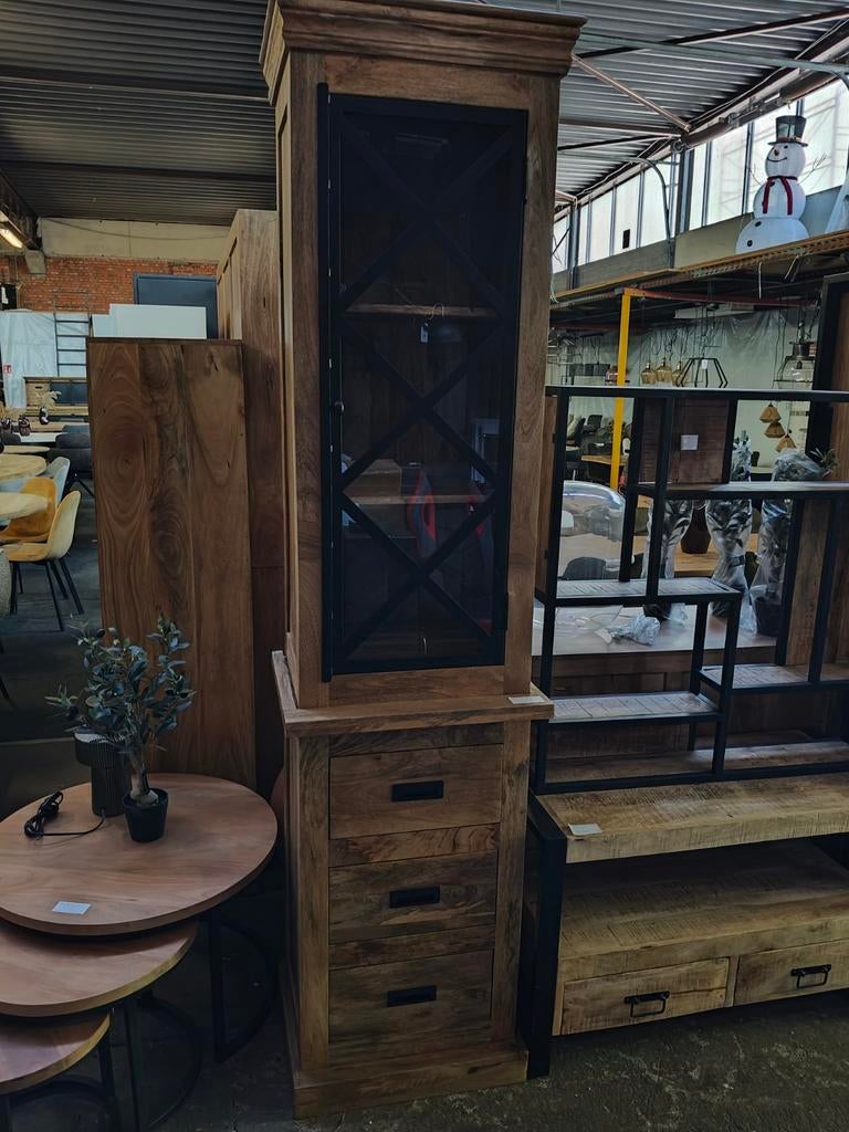 Buffetkast Mangohout 55x45x220 cm - Industrieel Design, Ophalen, Nieuw, Hout