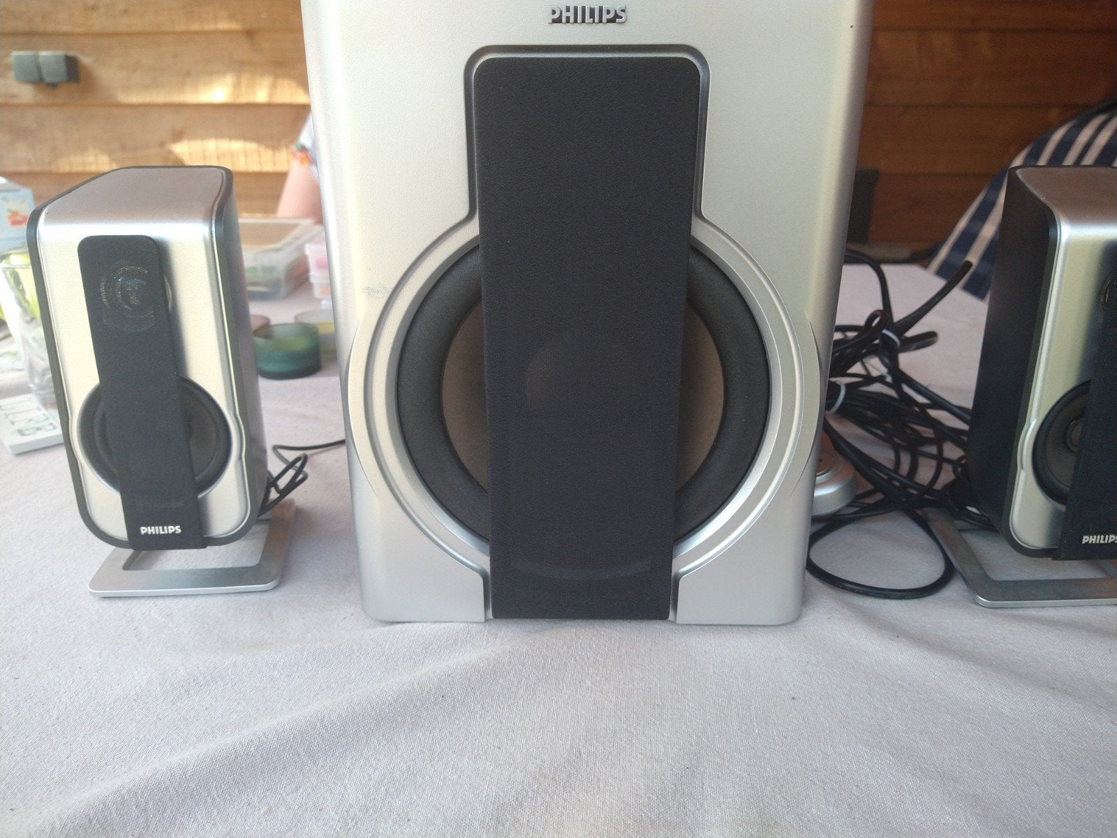 Philips 2.1 Speakerset met Subwoofer - Zilver/Zwart, Ophalen, Gebruikt, Speakerset, Philips