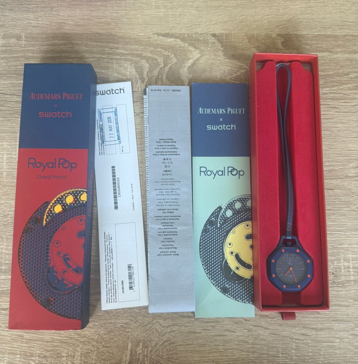Ap x swatch -audemars piguet x swatch royal pop orenji hachi, Sieraden, Tassen en Uiterlijk, Horloges | Dames, Nieuw, Ophalen of Verzenden