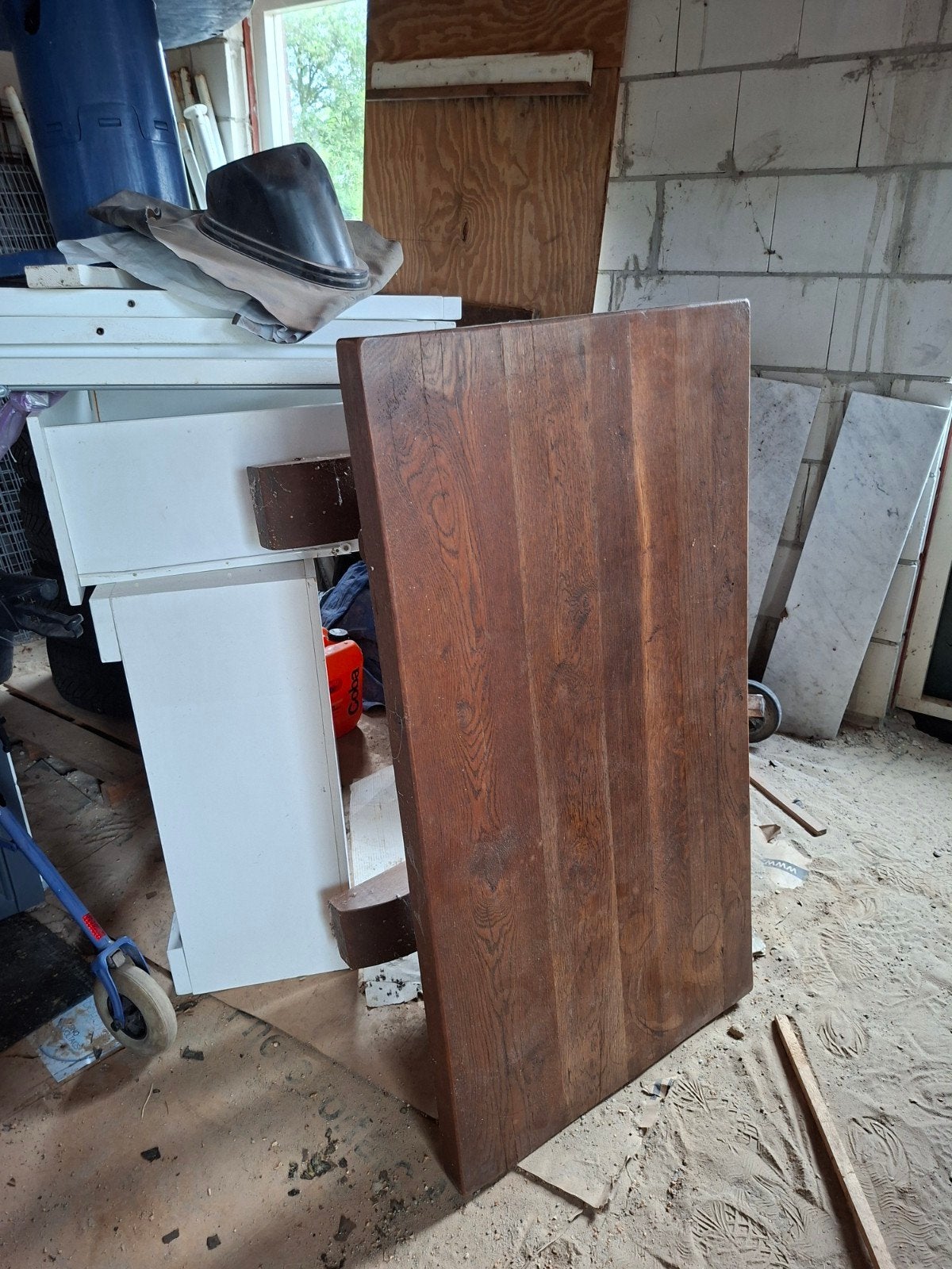 Massief eiken salontafel, Huis en Inrichting, Ophalen, Gebruikt, 100 tot 150 cm, Eikenhout