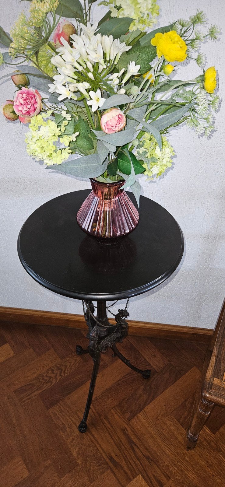 Antieke bronze bijzettafel, Huis en Inrichting, Ophalen, Rond, Minder dan 55 cm