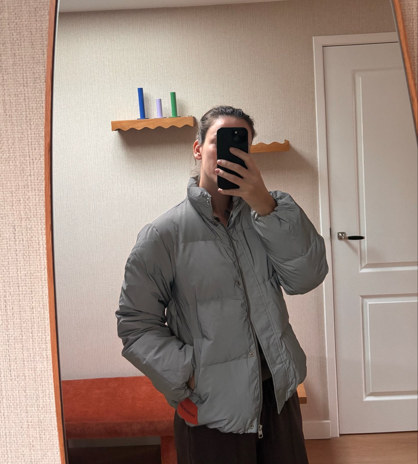 Calvin Klein Jeans Pufferjack Maat S / dons / reflecterend, Ophalen of Verzenden, Zo goed als nieuw, Maat 36 (S), Grijs