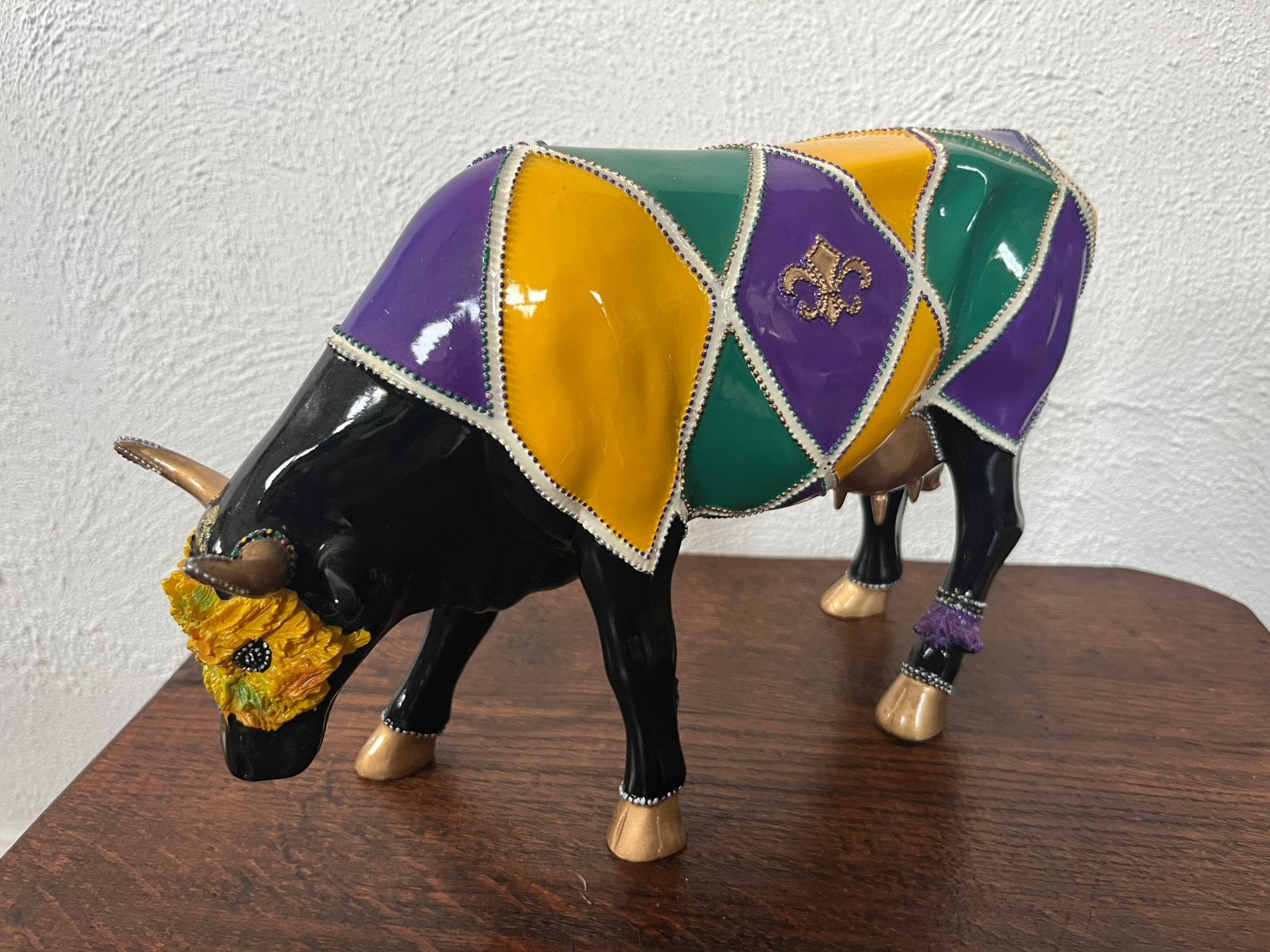 Koe Cow Moodi Gras 30 x 9 x 20 cm "CowParade", Minder dan 20 cm, Ophalen of Verzenden, Zoogdier, Beeld