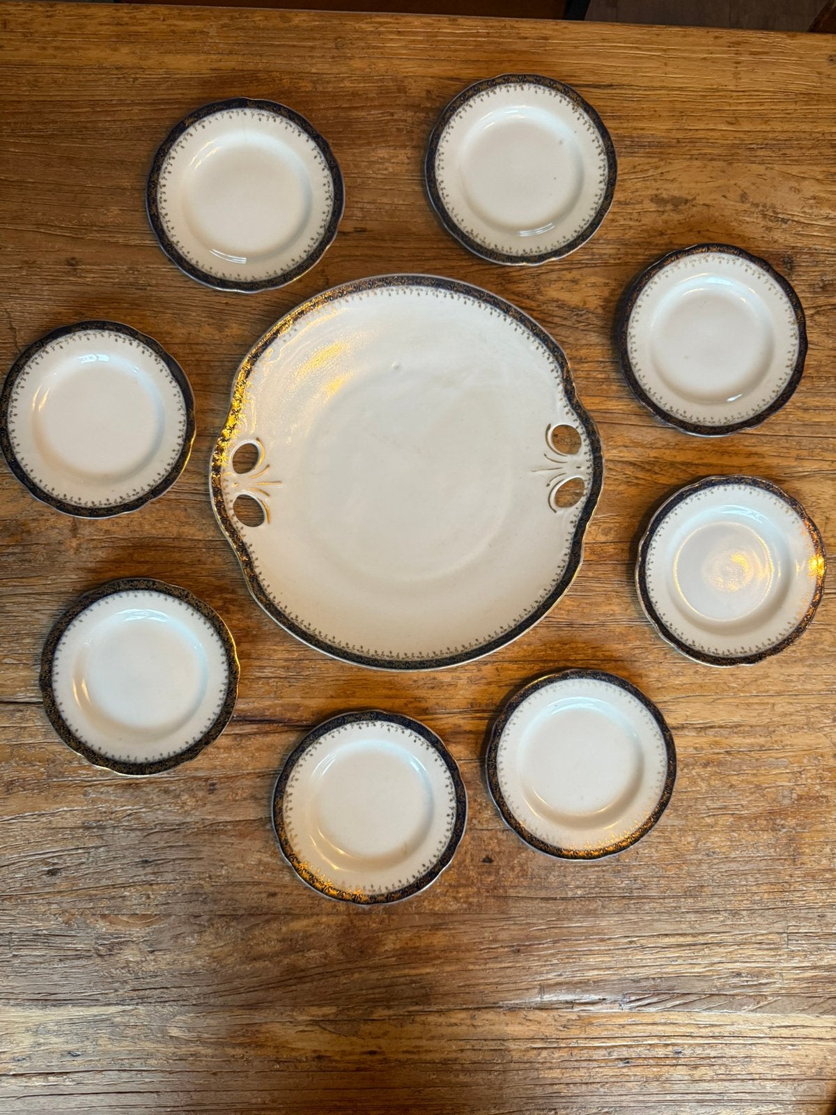 Antiek Victoria Czecho-Slovakia servies - 9 delig gebakstel, Ophalen of Verzenden