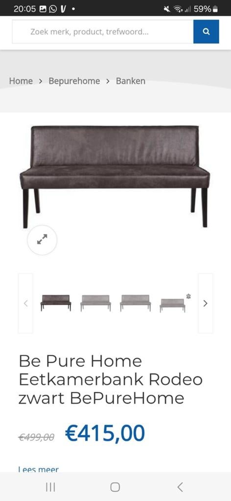 Eetkamerbank Be Pure Home, Huis en Inrichting, Banken | Sofa's en Chaises Longues, Ophalen, Minder dan 75 cm