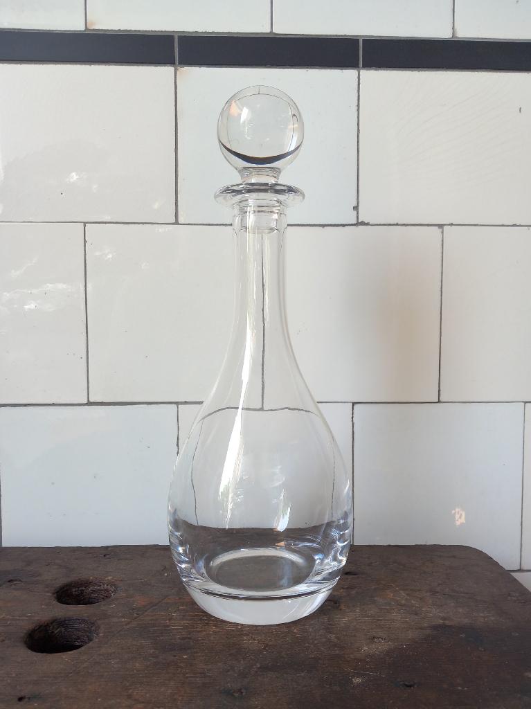 vintage karaf, oude drankfles kristal, bolle buik zware stop, Antiek en Kunst, Ophalen of Verzenden