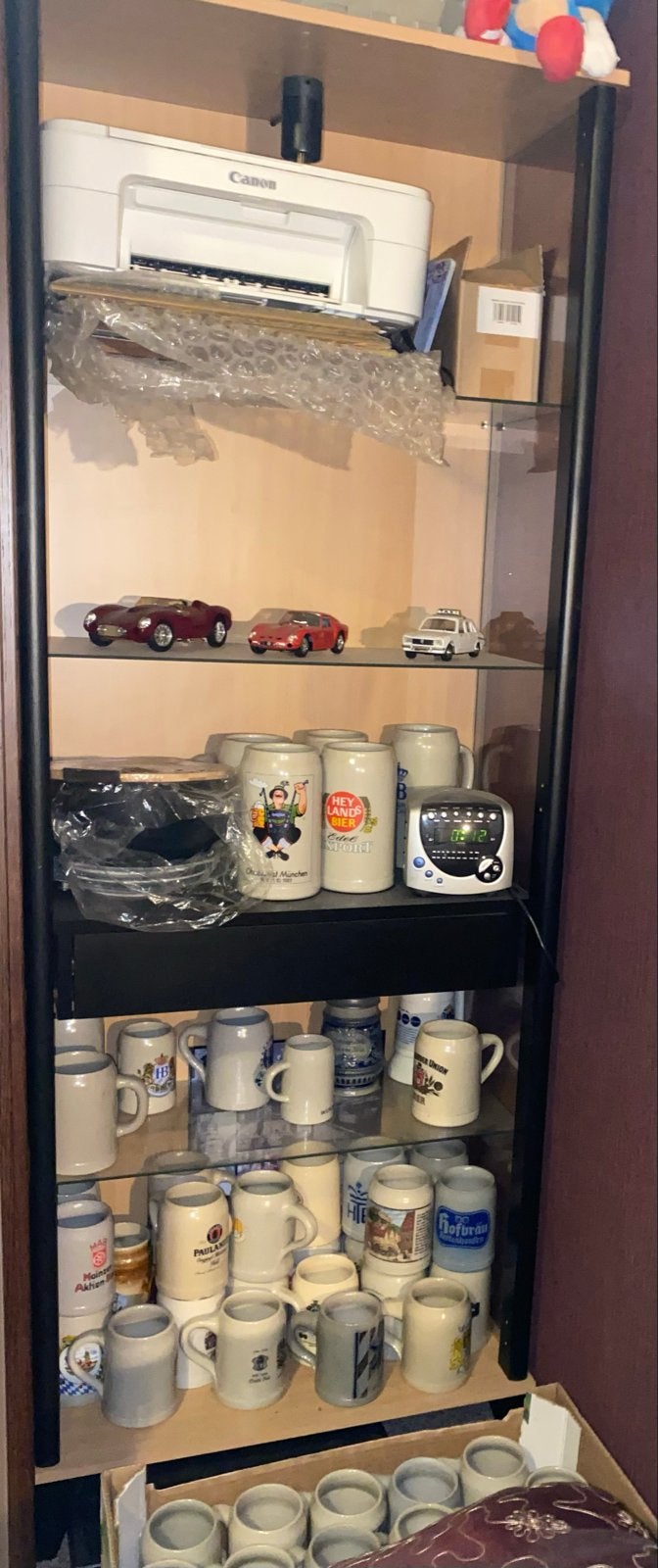 Vitrinekasten (2x) (176h x 68B x 37,5 D), Ophalen, Gebruikt, 50 tot 100 cm, Met lade(s)