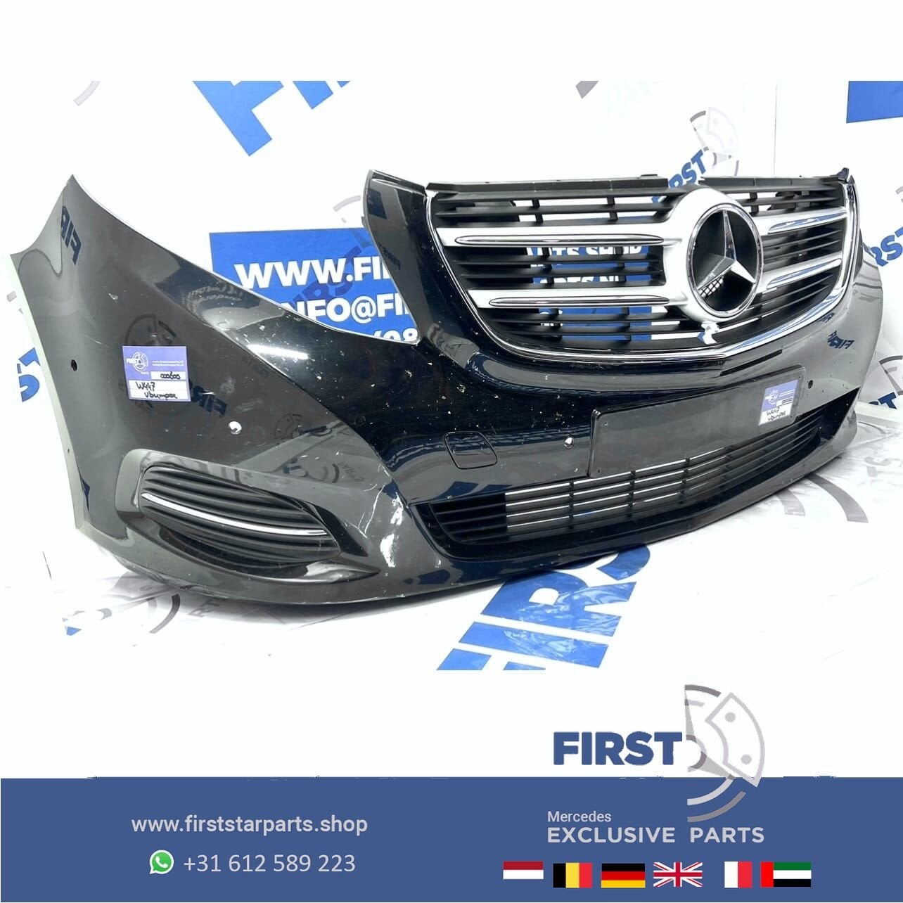 W447 BUMPER Mercedes V KLASSE / VITO VOORBUMPER COMPLEET ZWA, Gebruikt, -, Voor, Ophalen of Verzenden