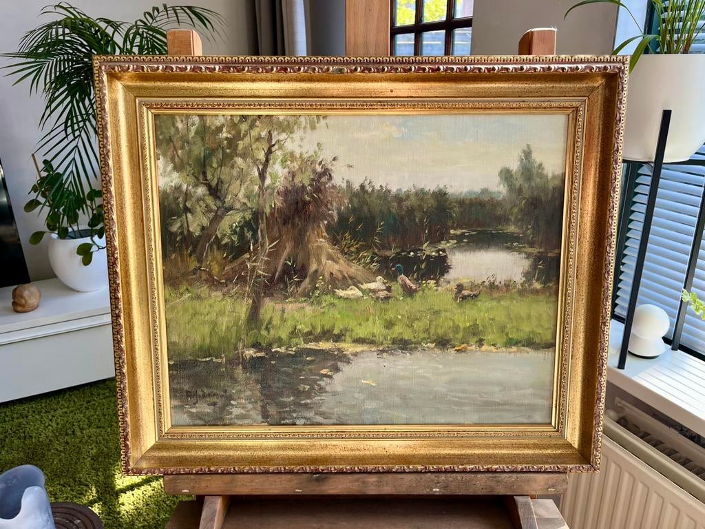 Schilderij olieverf op doek Arie Zwart Nieuwkoop, Antiek en Kunst, Ophalen of Verzenden