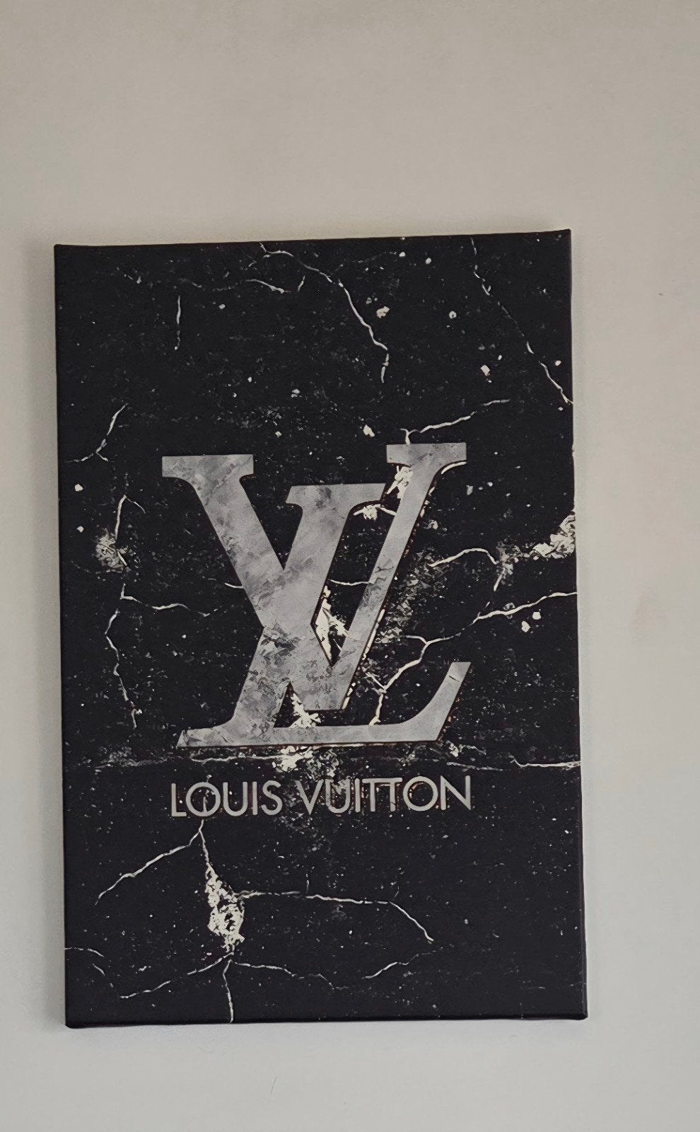 Louis Vuitton Canvas Schilderij - Zwart Marmer Look, Huis en Inrichting, 50 – 75, Ophalen of Verzenden, Zo goed als nieuw, Schilderij
