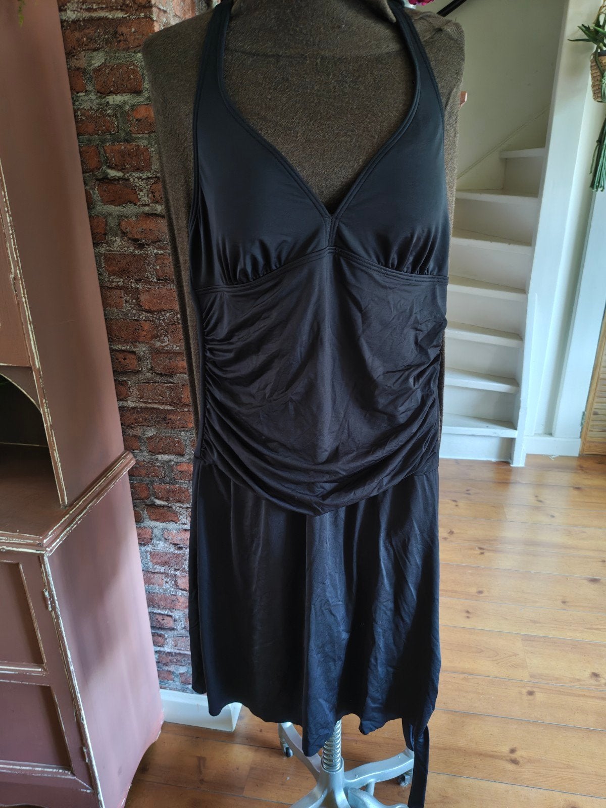 halter badpak jurk 44 zwart, Ophalen of Verzenden, Zo goed als nieuw, Zwart, Badpak