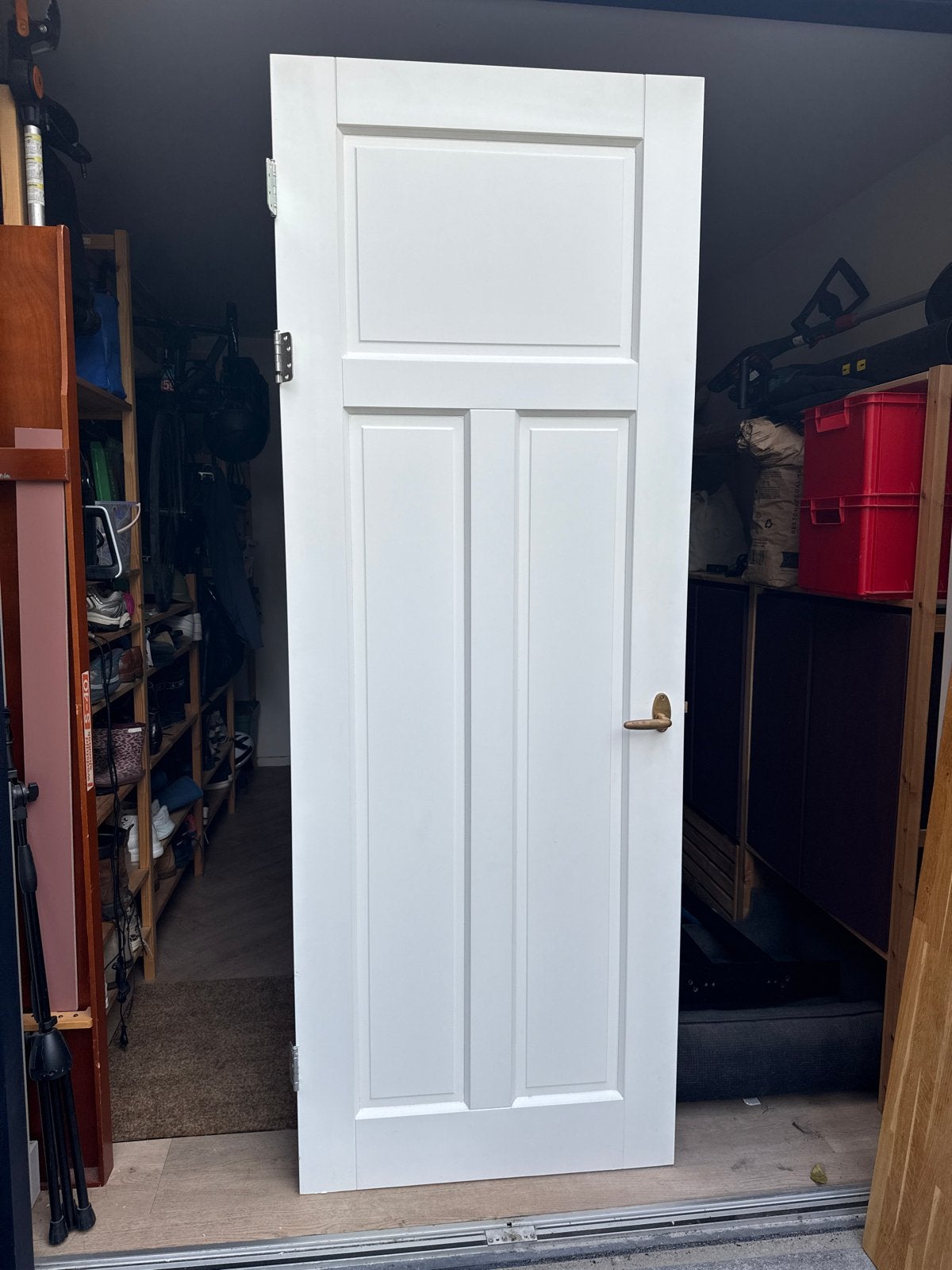 Witte houten paneeldeur met messing beslag - Perfecte staat, Ophalen, 80 tot 100 cm, Binnendeur, Zo goed als nieuw
