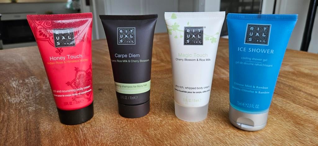 Rituals Mini's: Bodycrème, Shampoo, Douchegel, Ophalen of Verzenden, Gebruikt, Bad & Douche