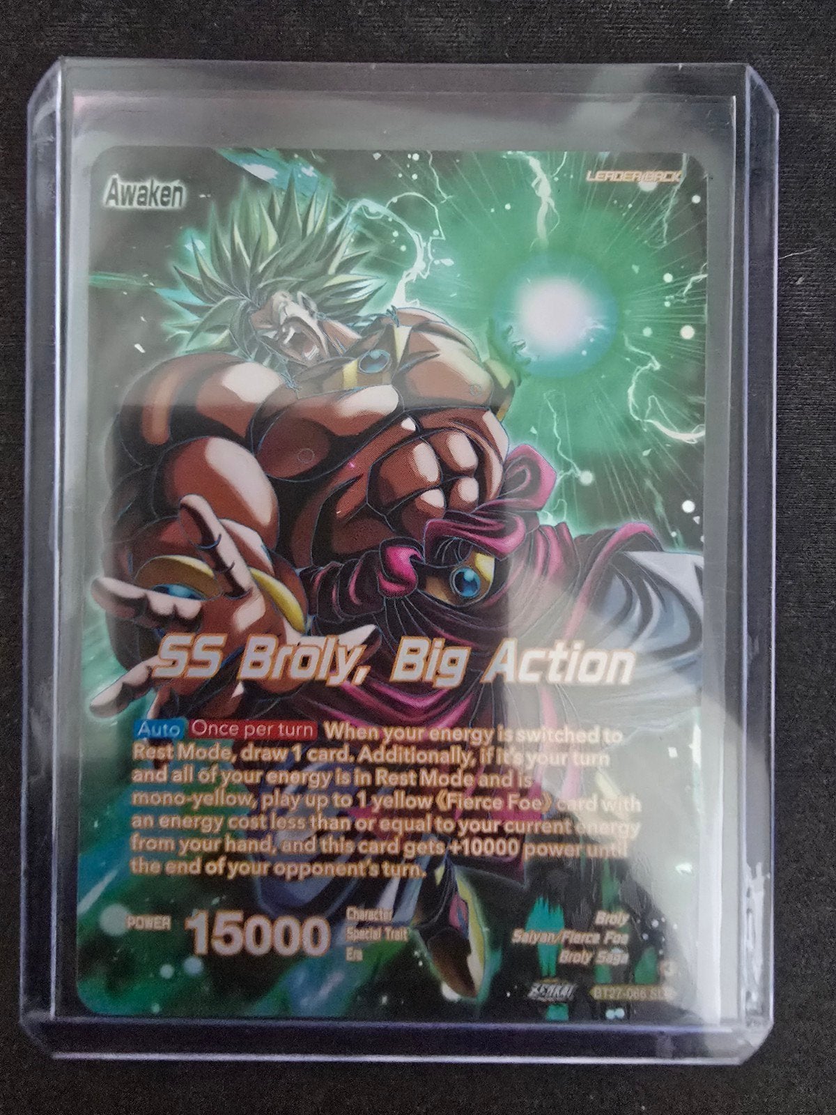 Broly ALT Leader History of Z Dragon Ball Super Card, Ophalen, Zo goed als nieuw, Losse kaart