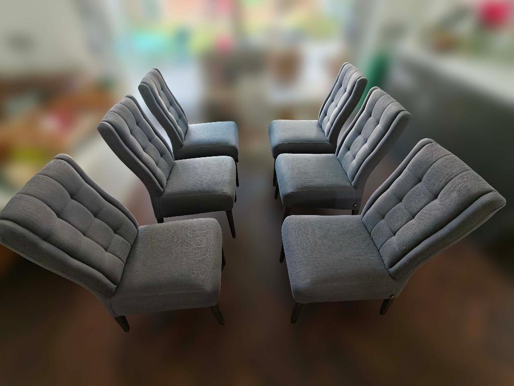 6x H&H Eetkamer stoelen, Ophalen, Gebruikt, Blauw, Stof