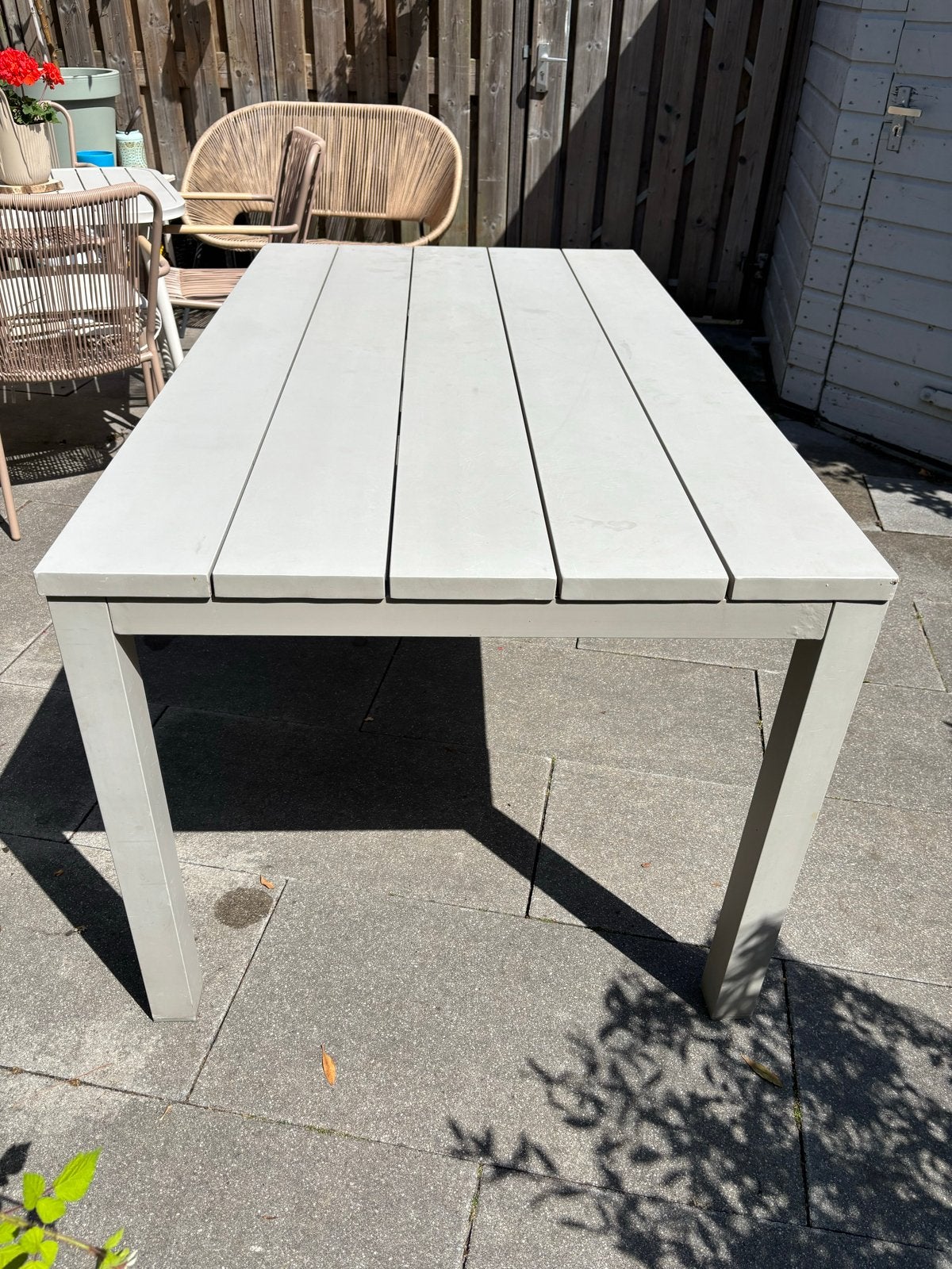 Aluminium tuintafel, lichtbeige/taupe 160x88x74, Ophalen, Rechthoekig, Aluminium