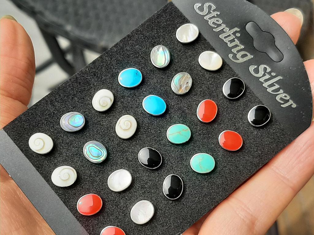 Vanoli 925 zilver oorknopjes koraal onyx turquoise parelmoer, Daiva1973@hotmail.com, Vanoli, Overige kleuren, Amsterdam