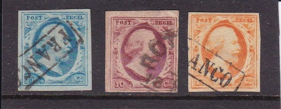 14.  1852 Koning Willem III, nvph nrs. 1 - 3,  gebruikt., Verzenden, T/m 1940, Gestempeld