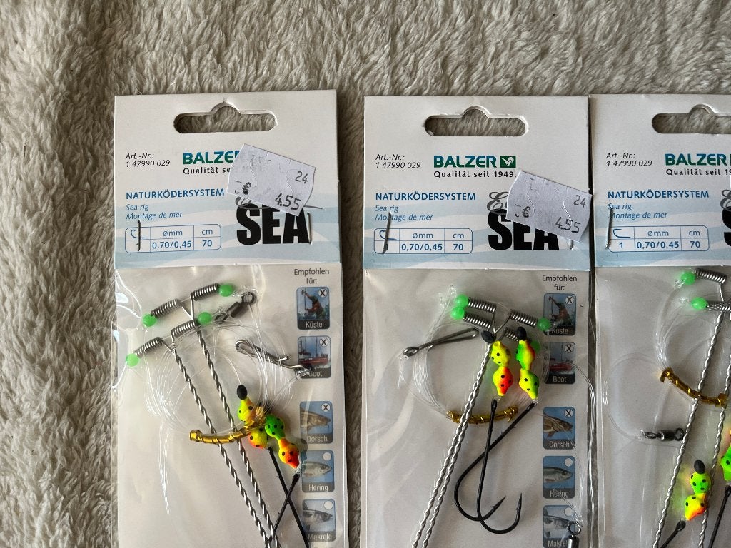 adv 269 / NIEUW set 4 pakjes zeevisonderlijnen BALZER, Watersport en Boten, Ophalen of Verzenden, Overige typen