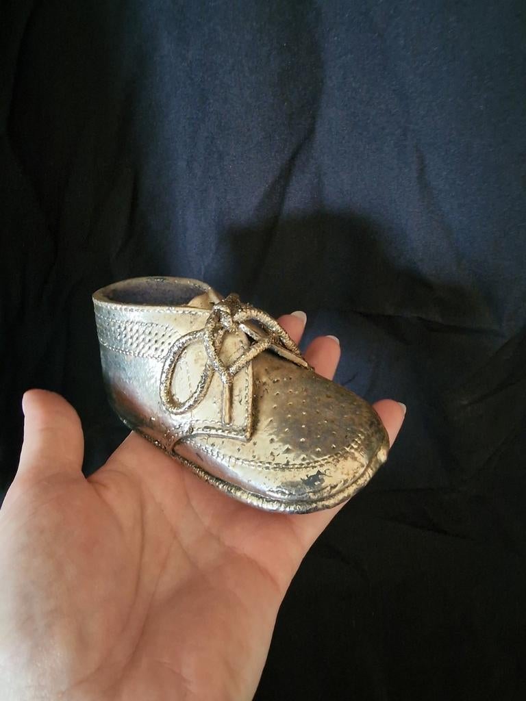 Verzilverd Babyschoentje - Uniek Decoratiestuk, Antiek en Kunst, Ophalen of Verzenden