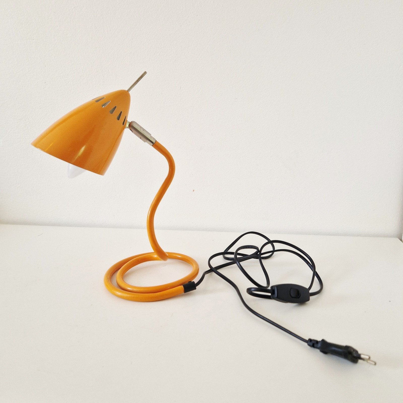 Vintage oranje bureaulamp slanglampje, Ophalen of Verzenden, Huis en Inrichting