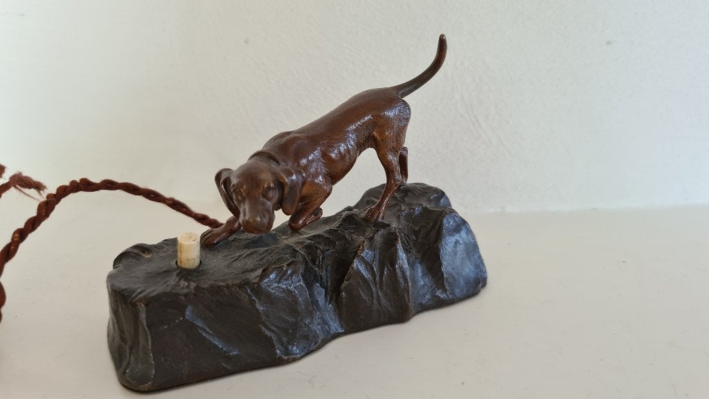 Weens Bronzen Jachthond Tafelbel Hotelbel Dienstbodebel, Antiek en Kunst, Minder dan 20 cm, Ophalen of Verzenden, Scène, Beeld