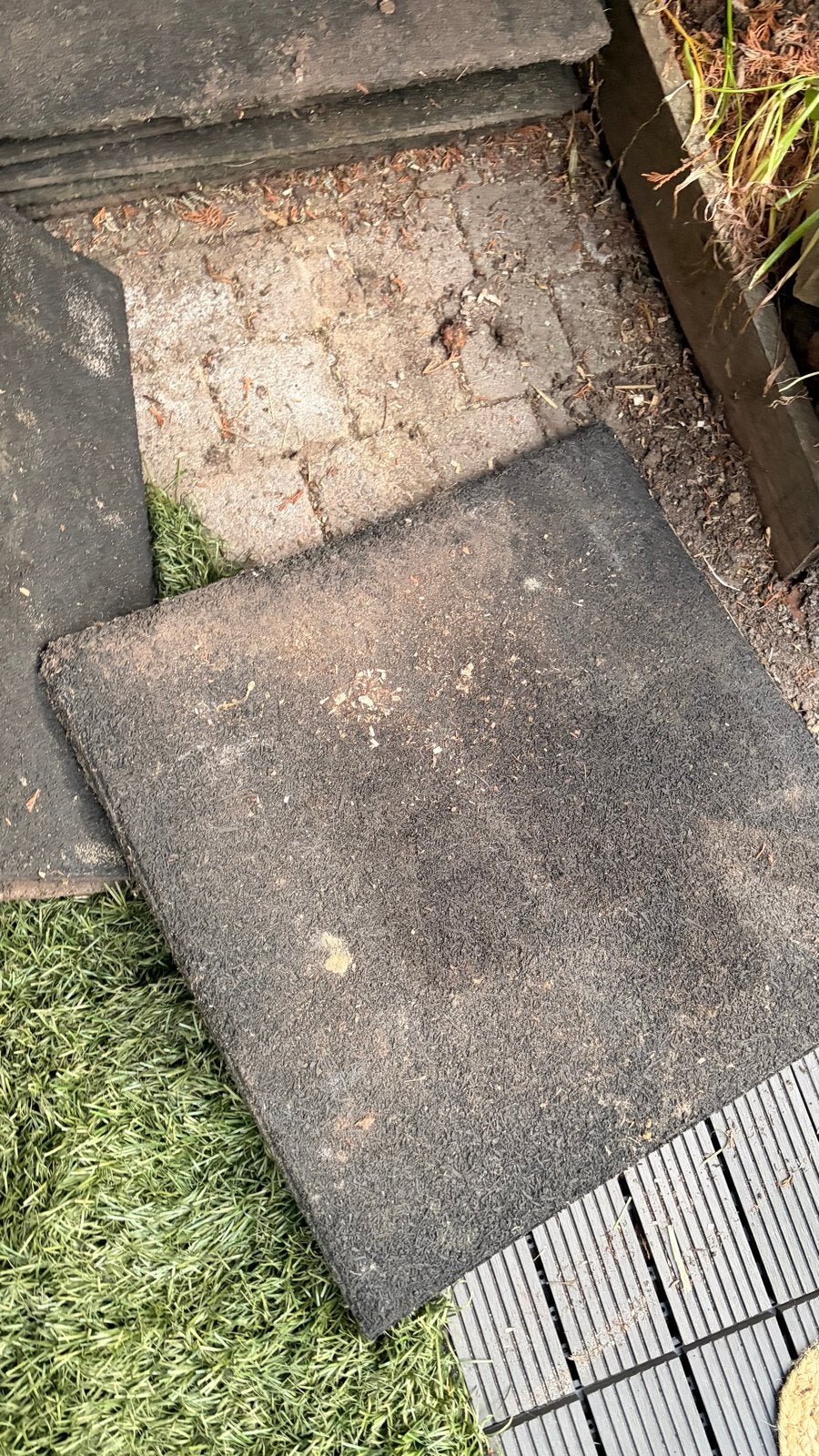 Rubberen tegels 60x60cm en 50x50cm, 2cm dik, Tuin en Terras, Tegels en Klinkers, Ophalen, Gebruikt, Overige typen, Rubber