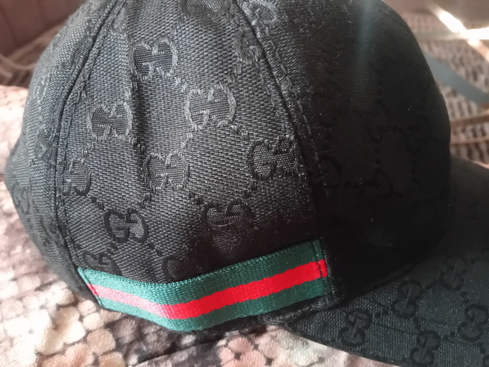 Nieuwe Gucci pet met GG-patroon en webstreep, Ophalen, Nieuw, One size fits all, Pet