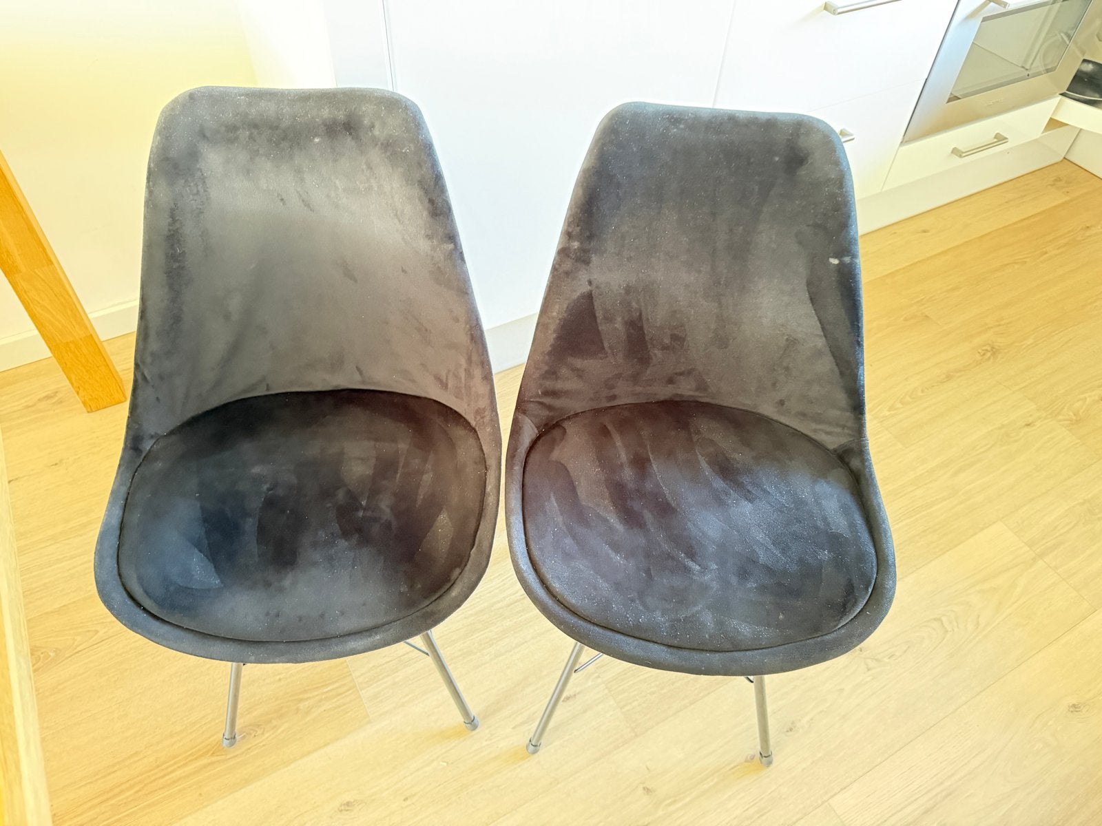 4 kuipstoelen zwart met velours stof - Zeer netjes, Ophalen, Gebruikt, Zwart, Vier