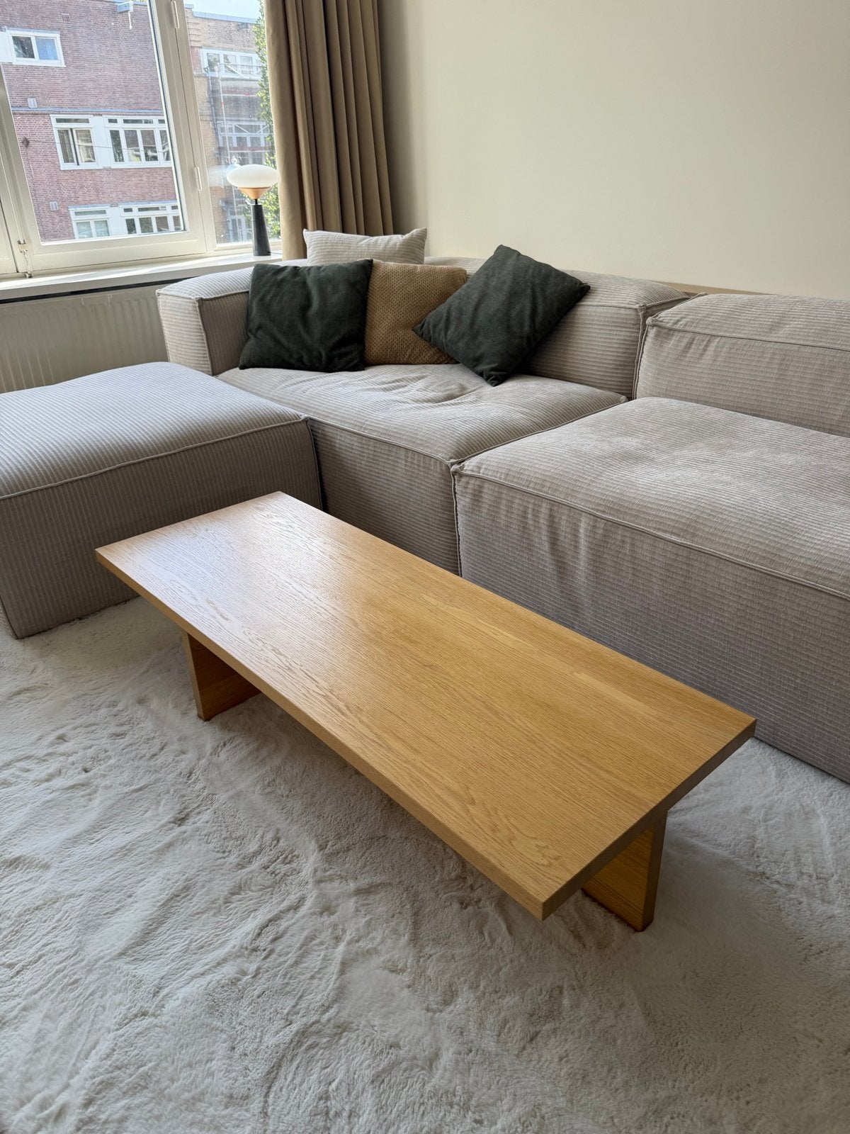 Licht eiken lage japanse salontafel, Huis en Inrichting, Minder dan 50 cm, 100 tot 150 cm, Eikenhout, Ophalen of Verzenden