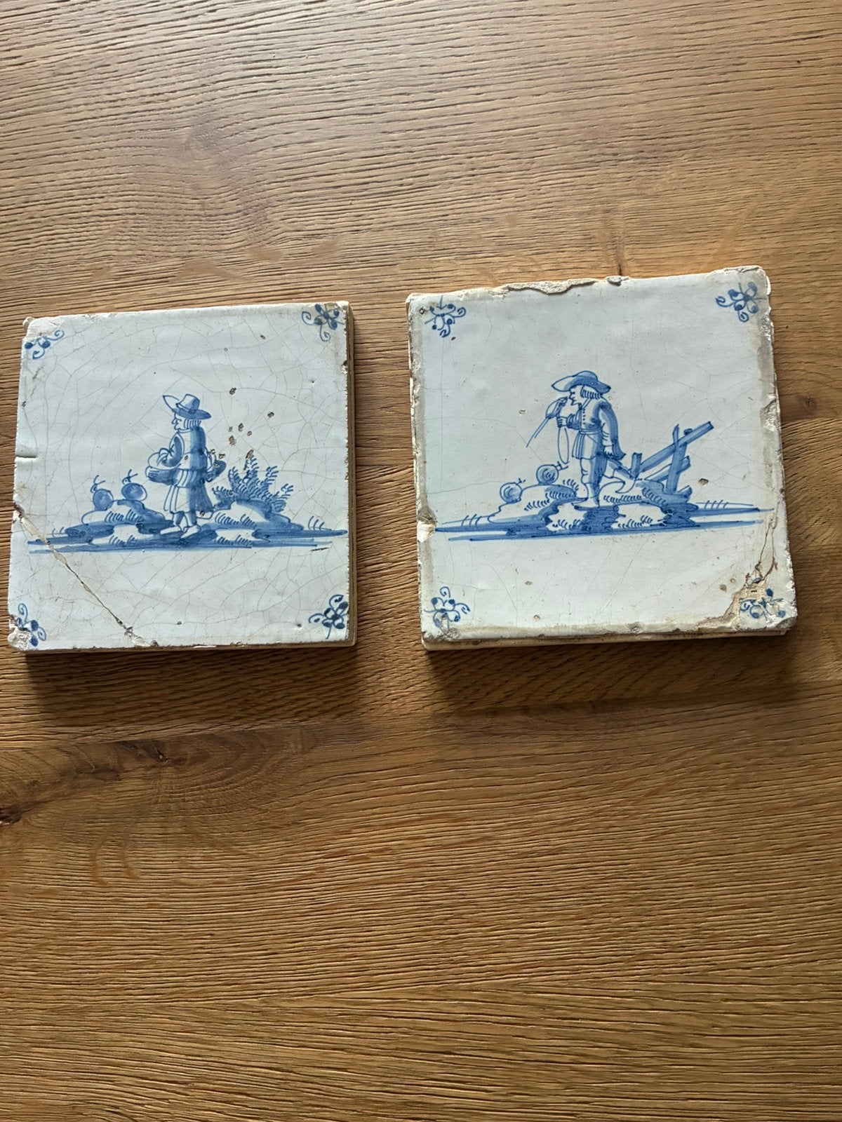 2 tegeltjes uit ca 1730-1770, Antiek en Kunst, Antiek | Wandborden en Tegels, Ophalen