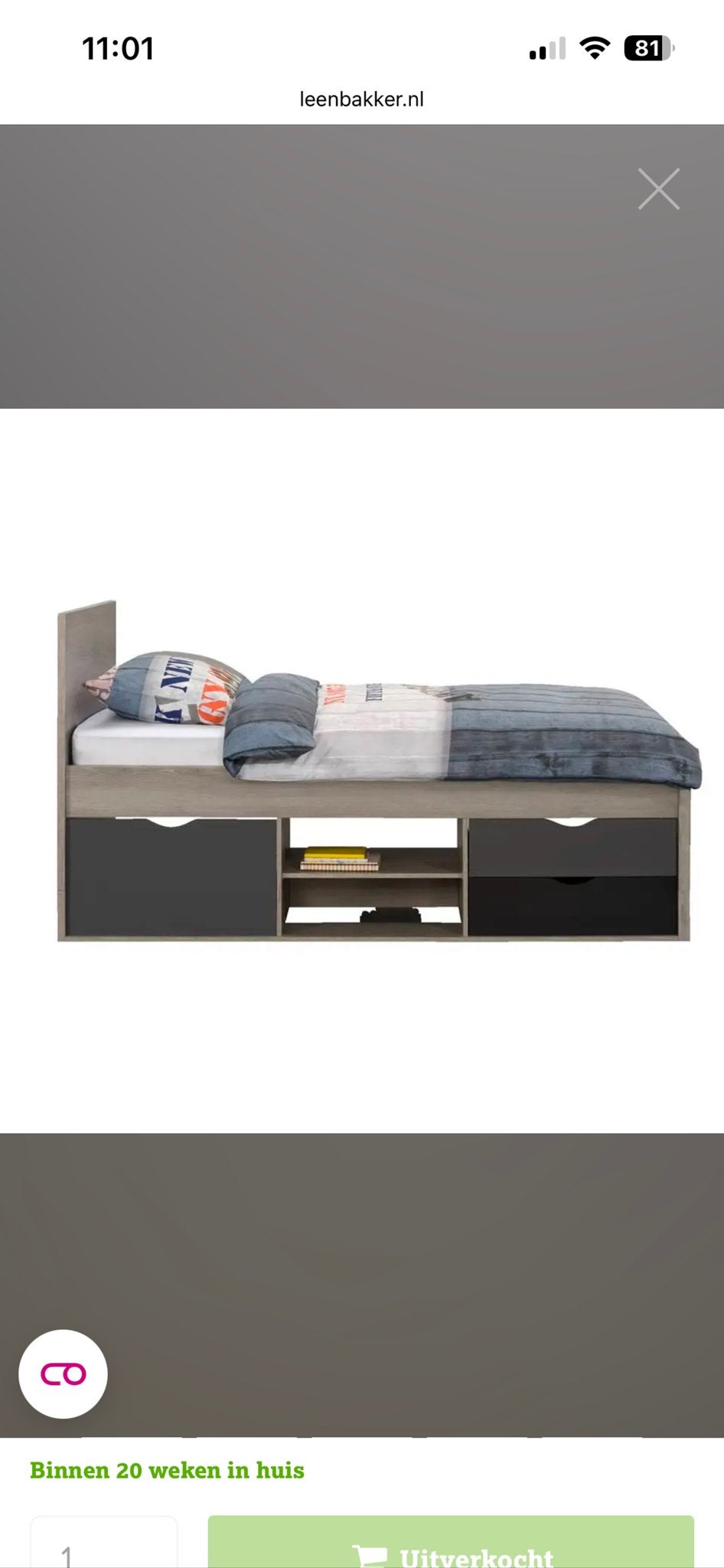 Bed, bureau en nachtkastje - complete set, Ophalen, Gebruikt, 90 cm, 200 cm