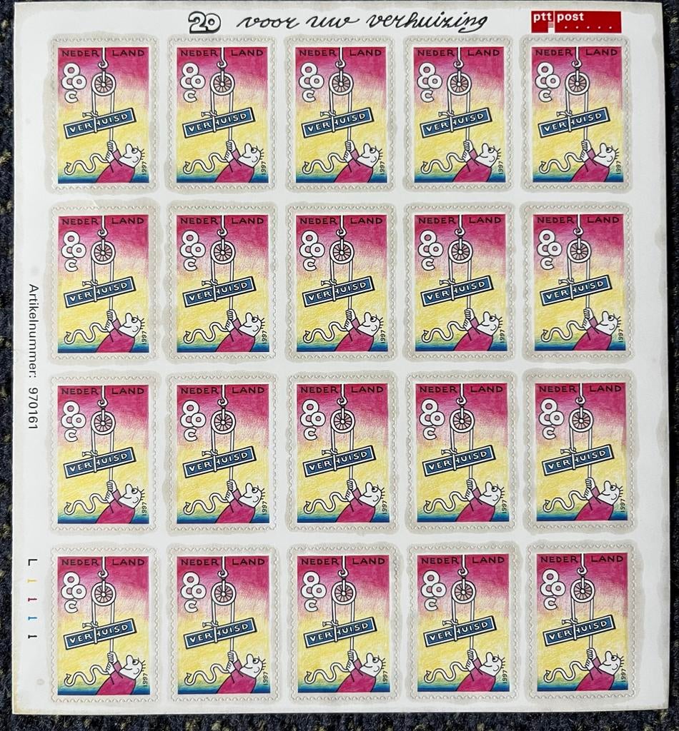Velletje Nederlandse postzegels 80 ct '20 voor uw verhuizing, Ophalen of Verzenden, Na 1940, Postfris