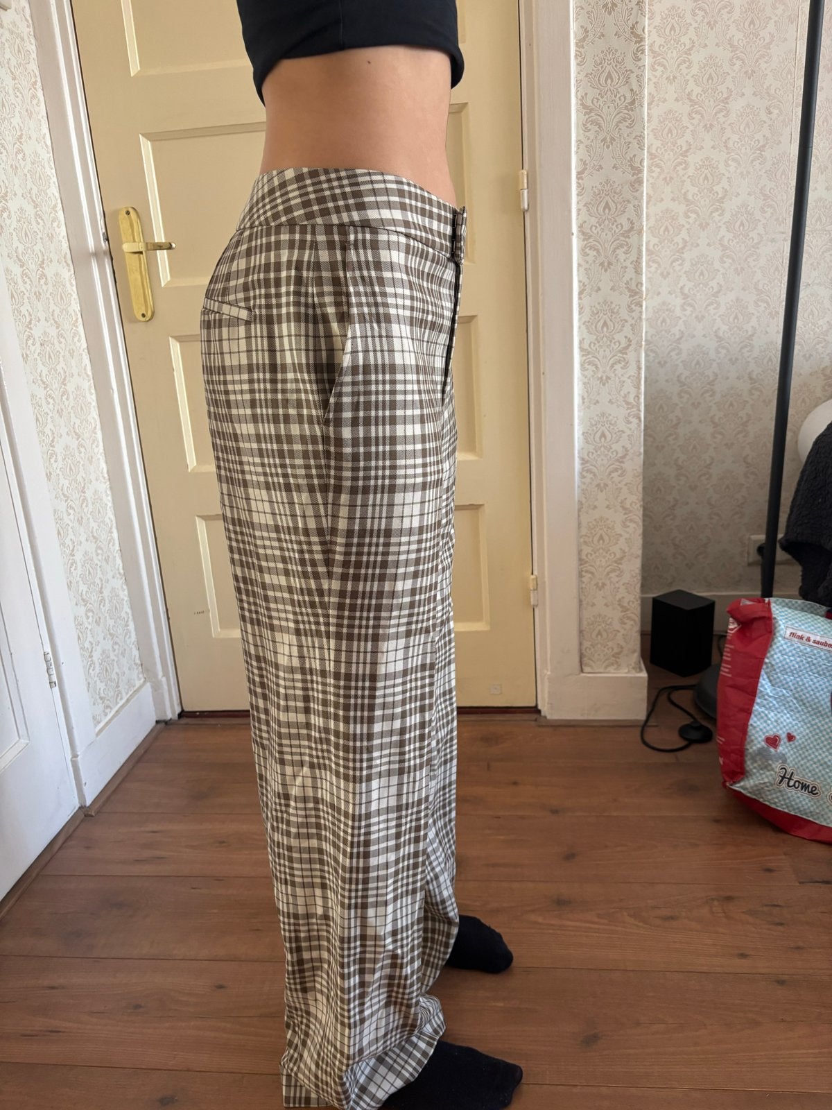 Suitstudio Bruin/Wit Geruite Broek - Maat 38, Maat 38/40 (M), Bruin, Ophalen of Verzenden, Zo goed als nieuw