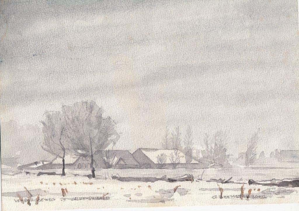 G.Beemsterboer aquarel  Venbergseweg Valkenswaard, Ophalen of Verzenden, Tekening, Aquarel, Gesigneerd
