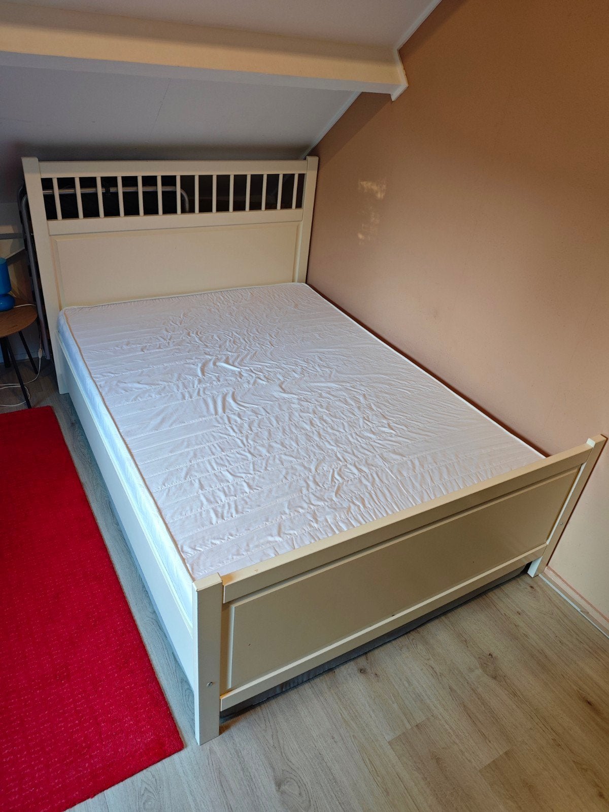 Ikea Hemnes 2-persoons bed 140x200 met zgan matr, Ophalen, Wit, Tweepersoons, 140 cm