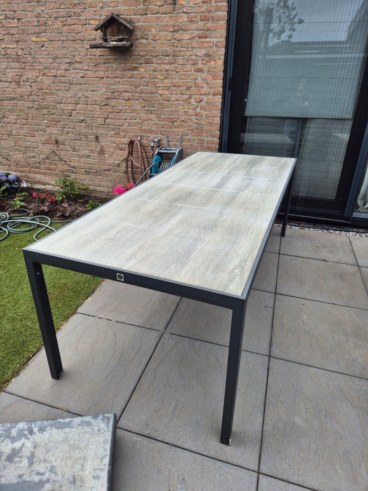 Tuintafel 214x90 gebruikt, Tuin en Terras, Tuintafels, Ophalen, Gebruikt, Rechthoekig