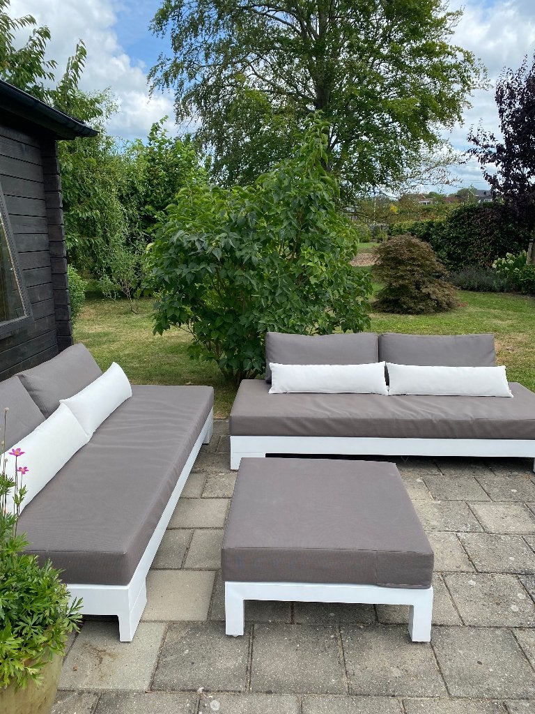 3-delig lougheset met 'all-weather' kussens en verlichting, Tuin en Terras, Ophalen, Gebruikt, 6 zitplaatsen, Aluminium