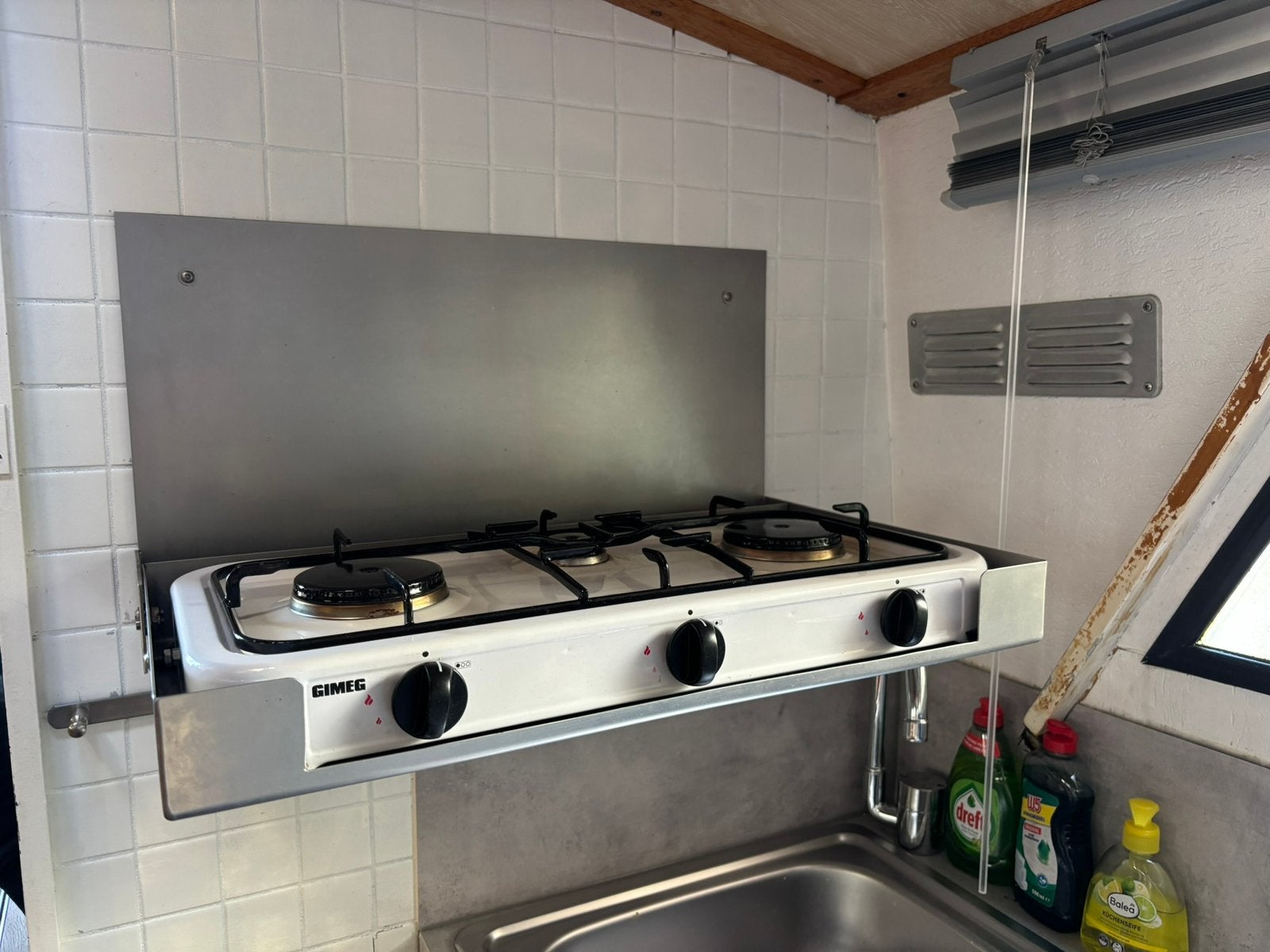 Gasstel in opklapbaar frame voor op boot, camper of caravan, Watersport en Boten, Ophalen, Gebruikt, Kombuis en Sanitair, Zeilboot of Motorboot