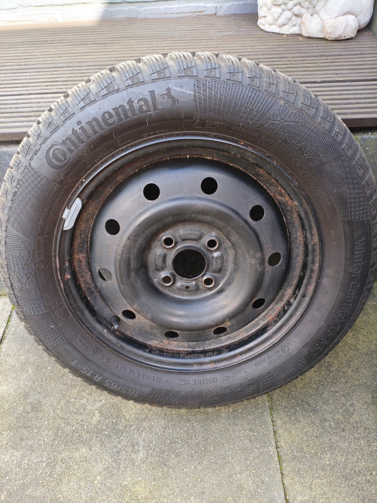 4x Continental Winterbanden 185/65 R15 T op velg, Ophalen, 15 inch, Banden en Velgen, Personenwagen