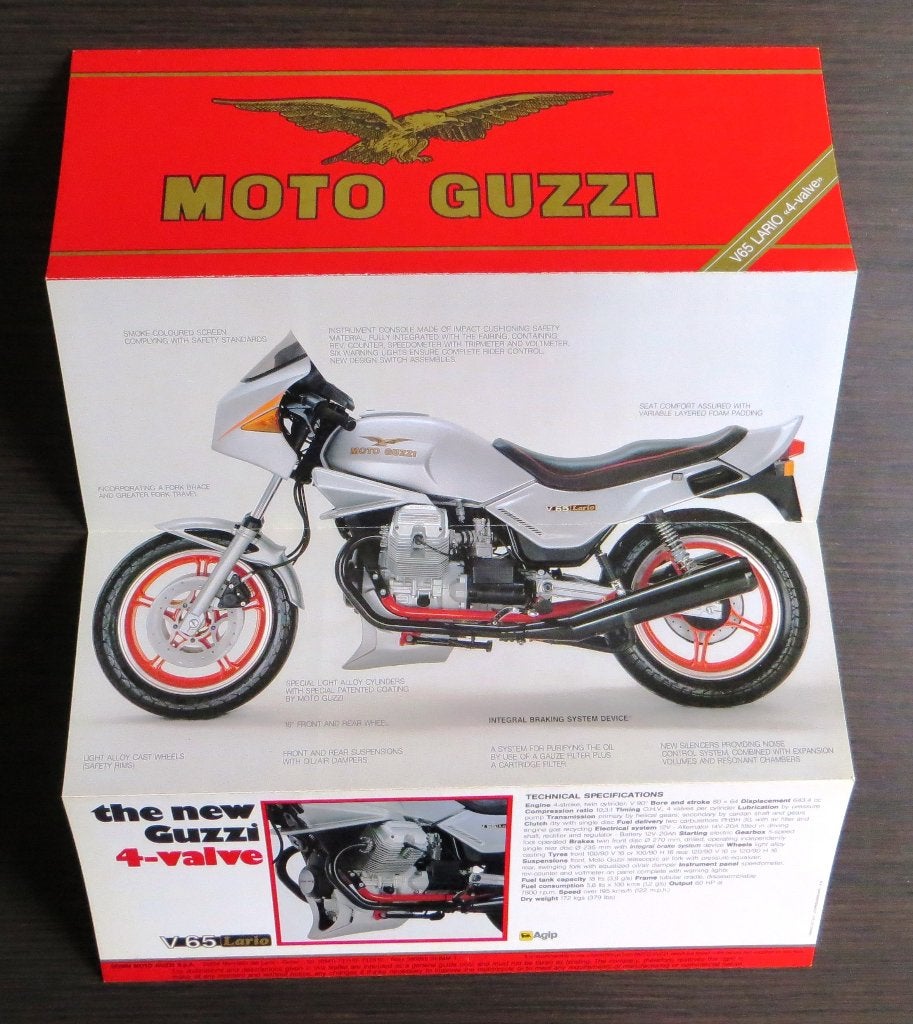 Vouwfolder Moto Guzzi V 65 Lario - 1984 (Engels), Verzenden, Moto Guzzi