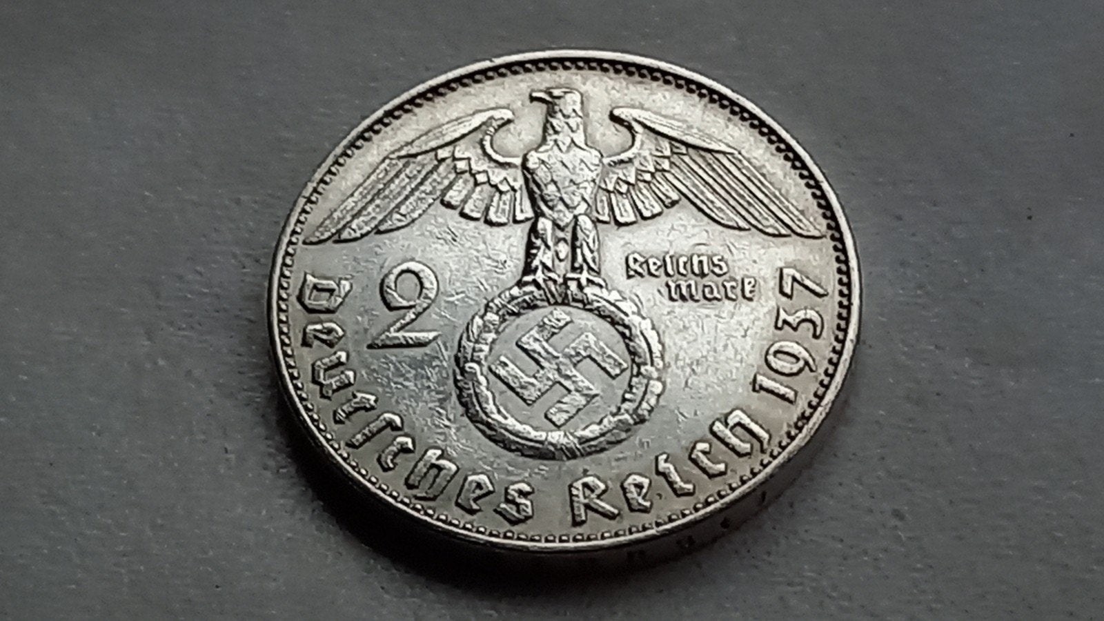 WO2 2 Reichsmark 1937J zilver nazi duitsland., Ophalen of Verzenden, Duitsland, Losse munt, Zilver