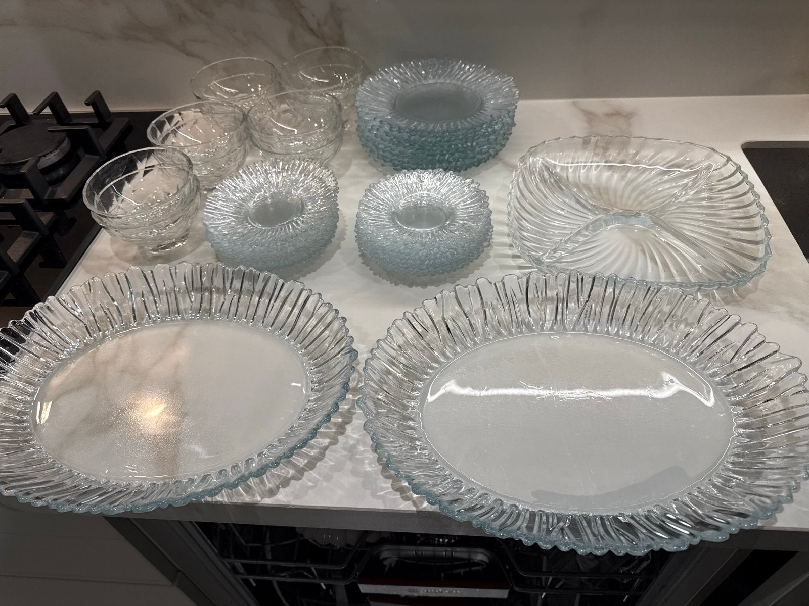 Glazen servies set - Vintage stijl, Overige merken, Vintage, Ophalen of Verzenden, Compleet servies