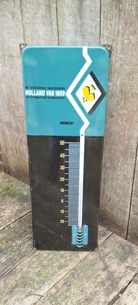 Oude originele emaille reclame thermometer NV Verzekeringen., Verzamelen, Merken en Reclamevoorwerpen, Ophalen, Reclamebord, Gebruikt