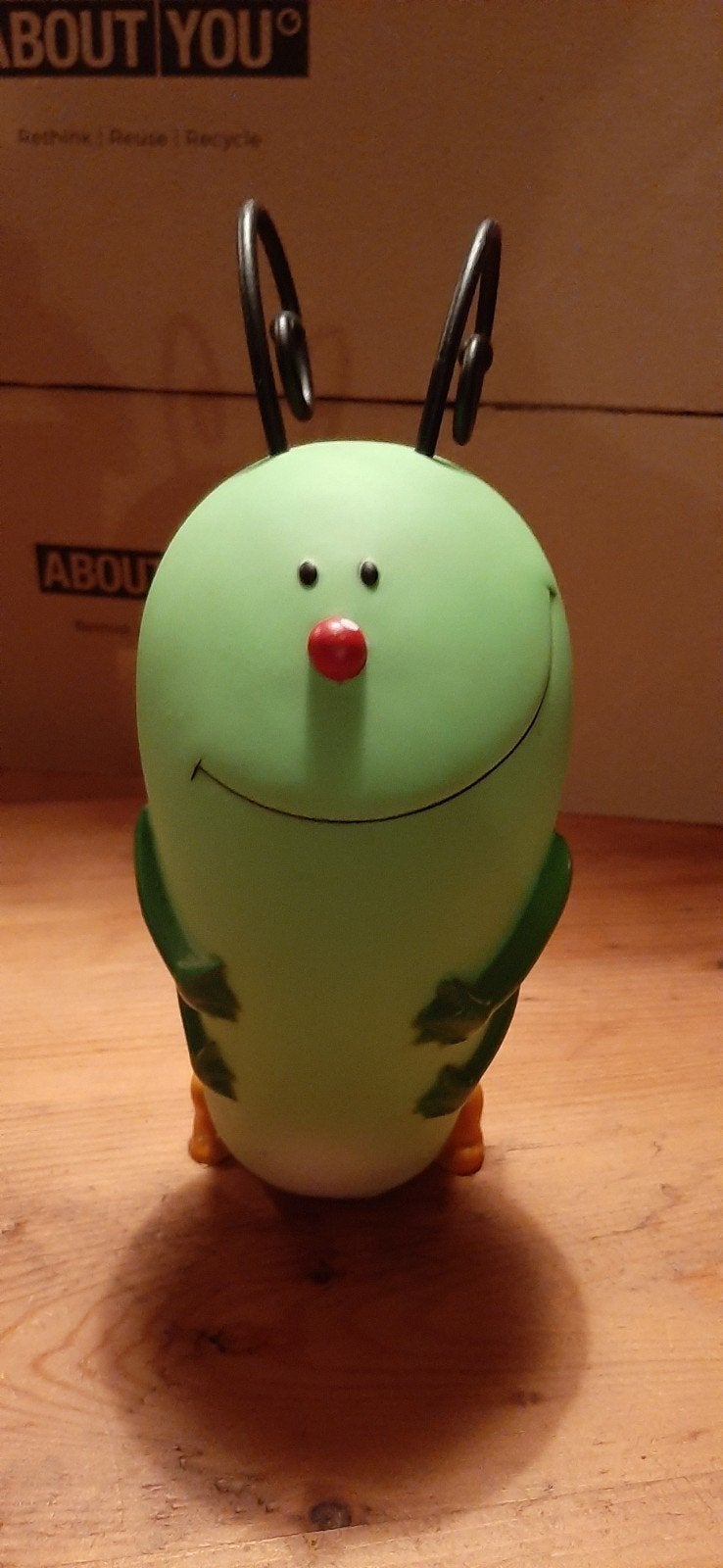 Leuke vintage Rabobank Rups Spaarpot, Groen, Gebruikt, Overige stijlen, Kunststof
