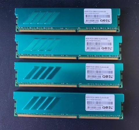 4 x  GeIL EVO Leggera 8GB PC3-12800 CL9 (qwe), Computers en Software, RAM geheugen, Gebruikt, 8 GB, DDR3, Ophalen of Verzenden